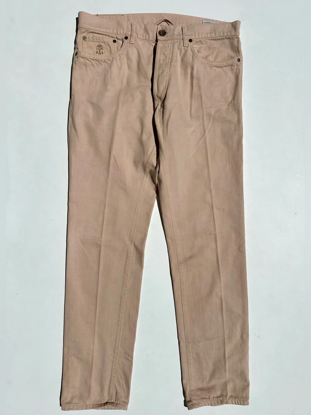 Brunello Cucinelli Sand-Pink Men’s Denim Trousers Jeans, 52, US L (35-36”)